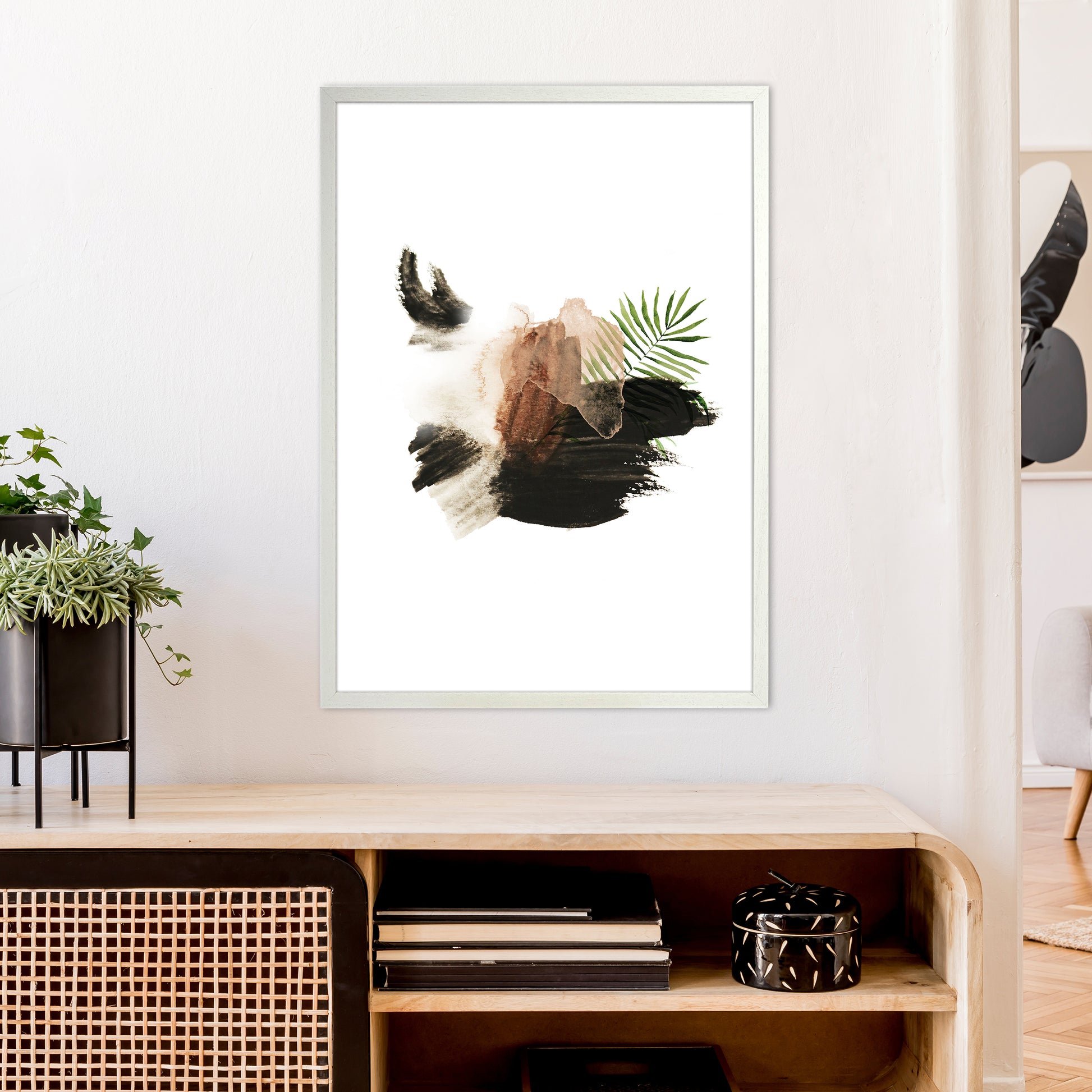 Exotic Abstract Shapes  Art Print by Pixy Paper A1 Oak Frame