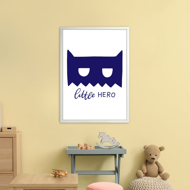 Little Hero Mask Navy Super Scandi  Art Print by Pixy Paper A1 Oak Frame