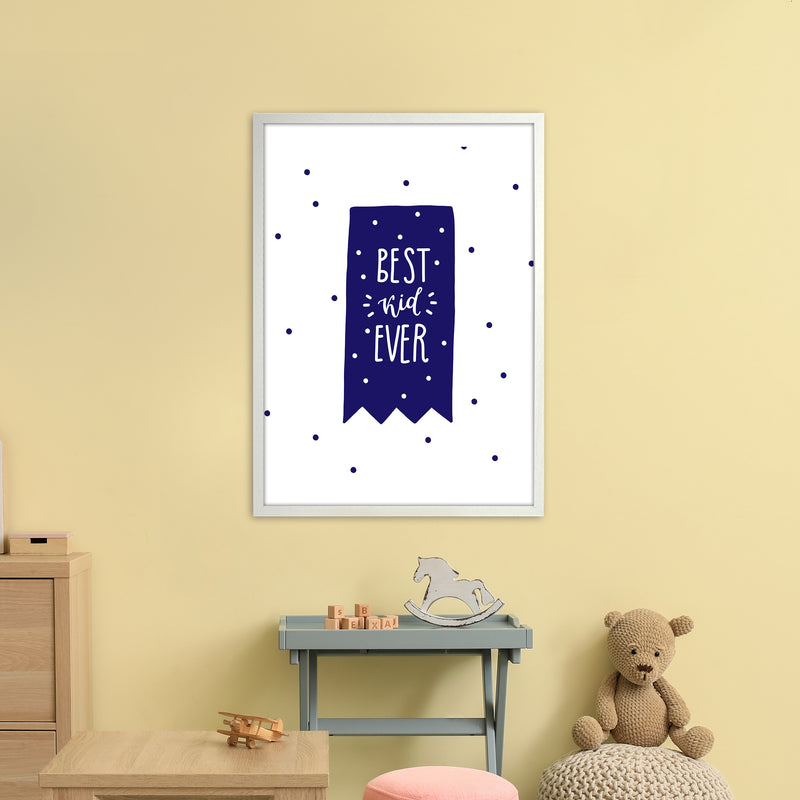 Best Kid Ever Navy Super Scandi  Art Print by Pixy Paper A1 Oak Frame