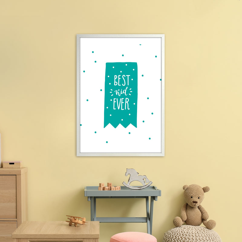 Best Day Ever Teal Super Scandi  Art Print by Pixy Paper A1 Oak Frame