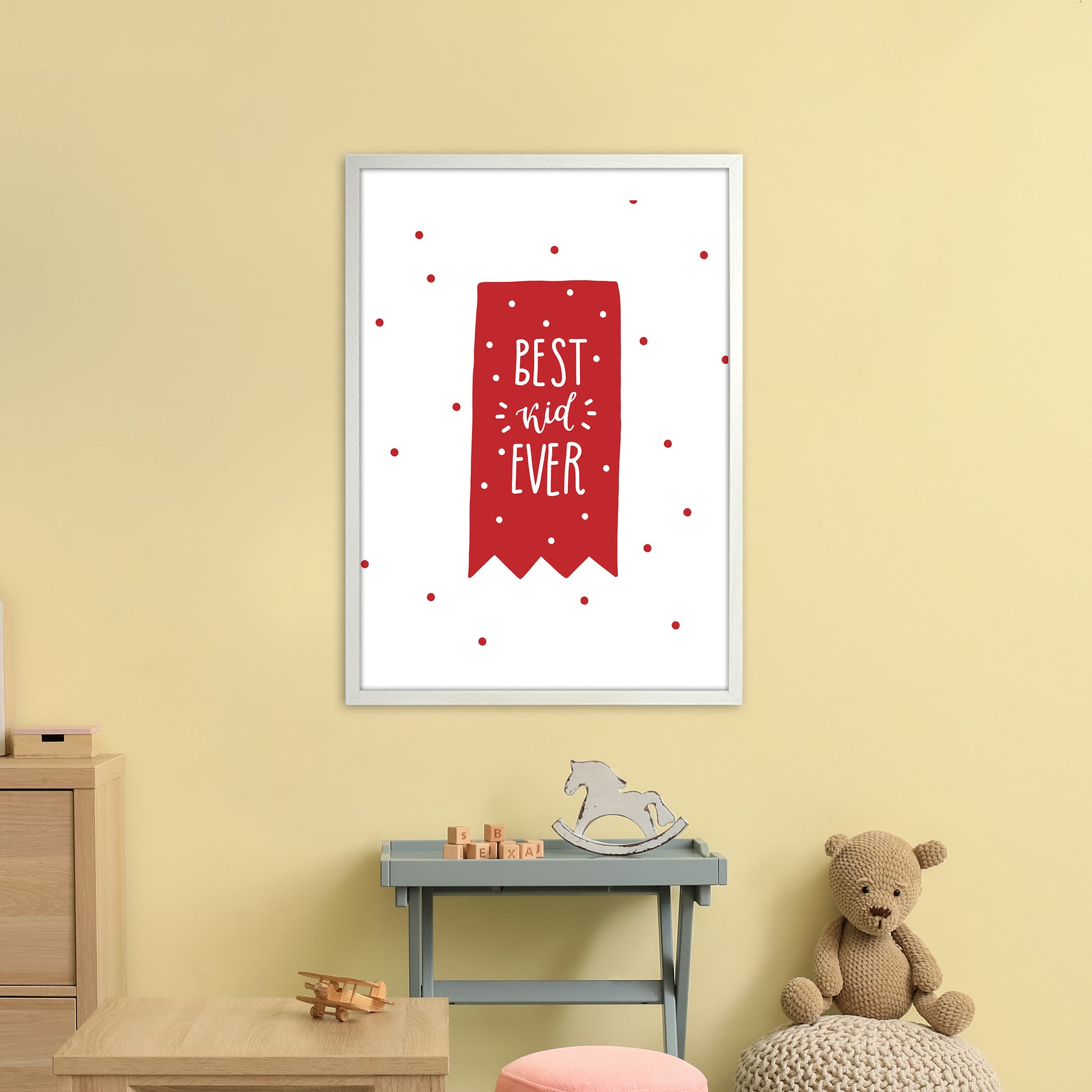 Best Kid Ever Red Super Scandi  Art Print by Pixy Paper A1 Oak Frame