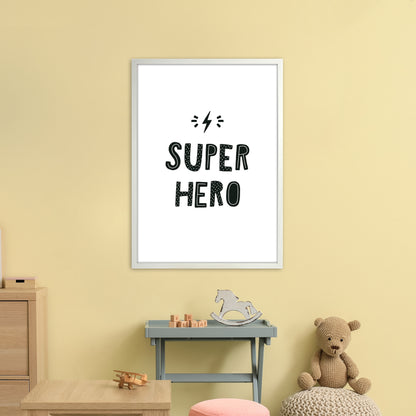 Super Hero Black Super Scandi  Art Print by Pixy Paper A1 Oak Frame
