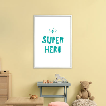 Super Hero Teal Super Scandi  Art Print by Pixy Paper A1 Oak Frame