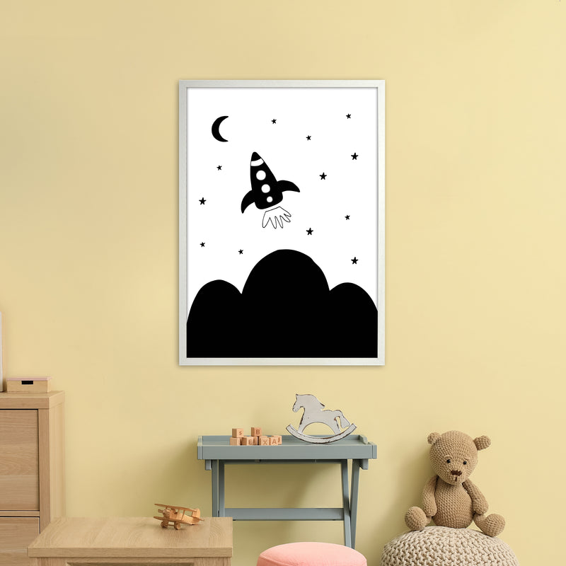Spaceship Explorer  Art Print by Pixy Paper A1 Oak Frame