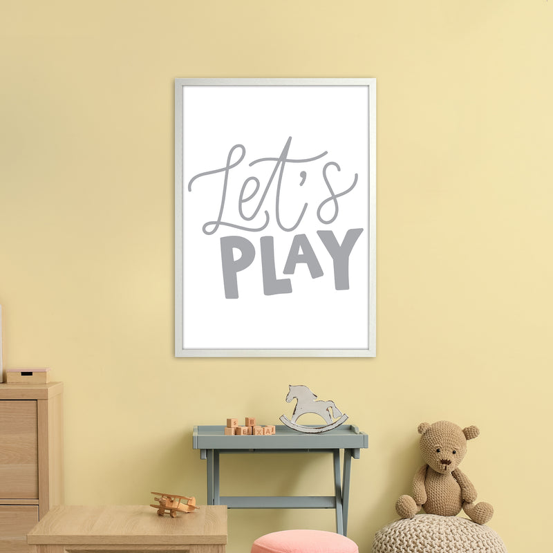 Let'S Play Grey  Art Print by Pixy Paper A1 Oak Frame