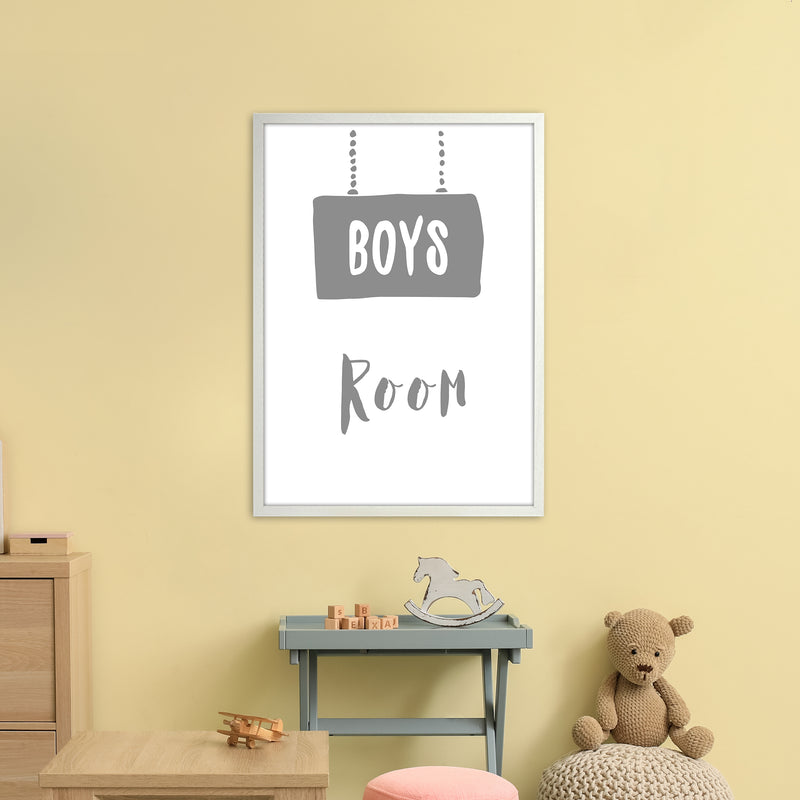 Boys Room Grey  Art Print by Pixy Paper A1 Oak Frame