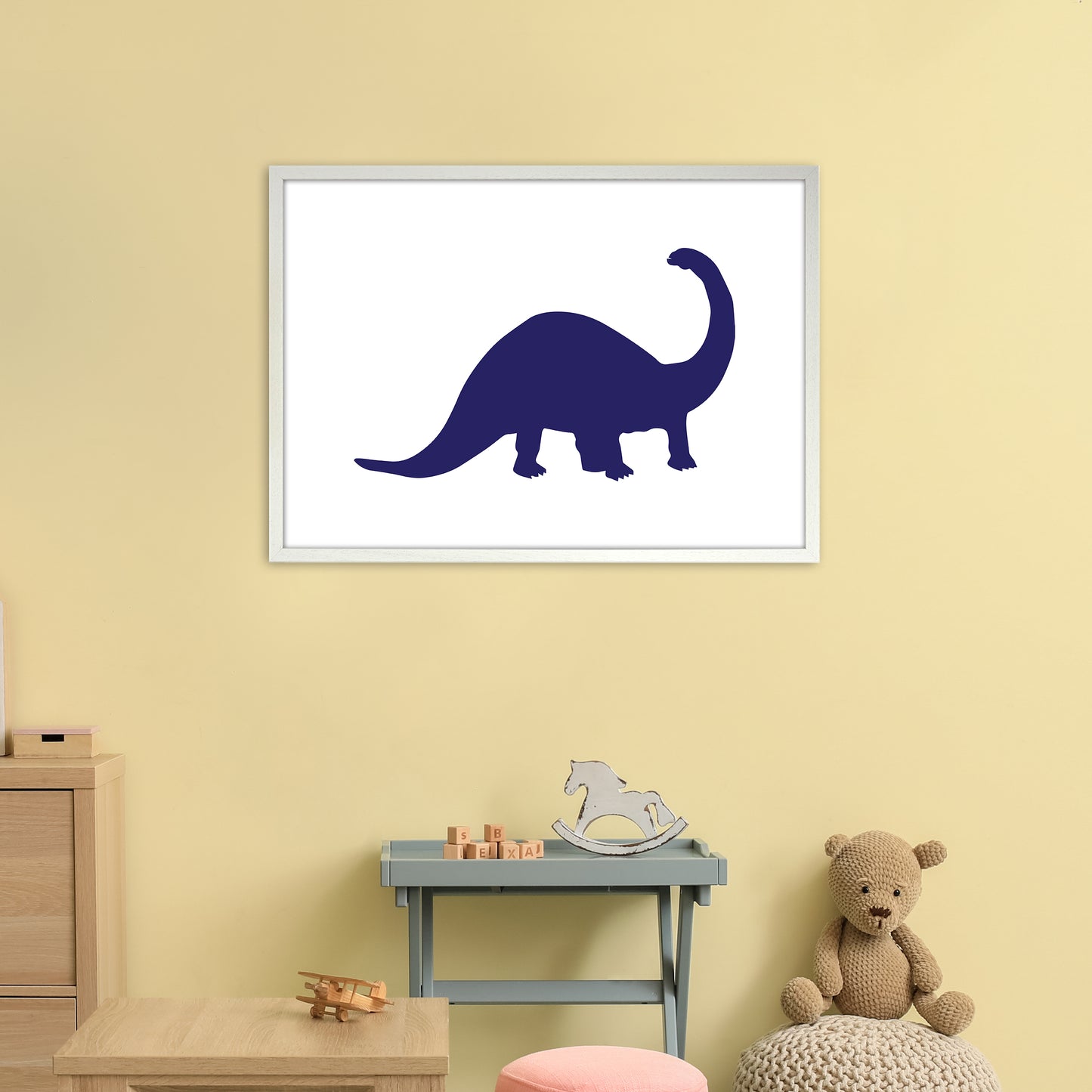 Sauro Navy  Art Print by Pixy Paper A1 Oak Frame