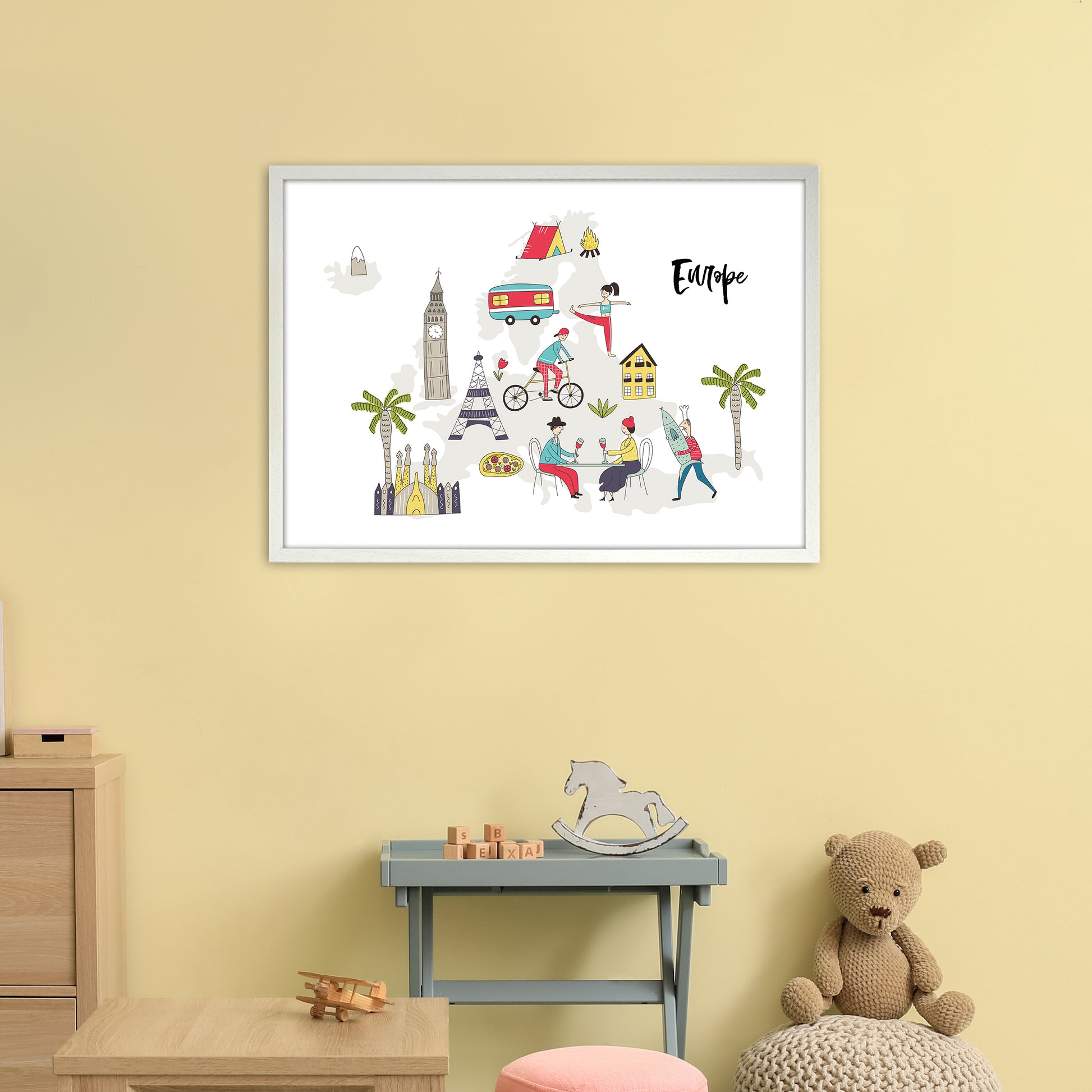 Europe Map  Art Print by Pixy Paper A1 Oak Frame