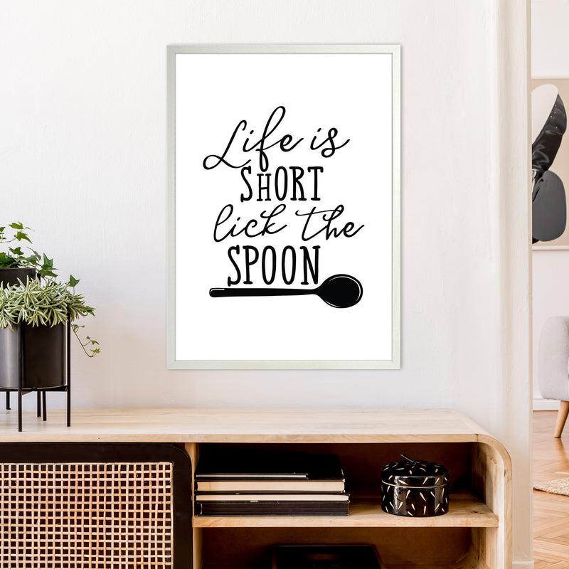 Life Is Short Lick The Spoon  Art Print by Pixy Paper A1 Oak Frame