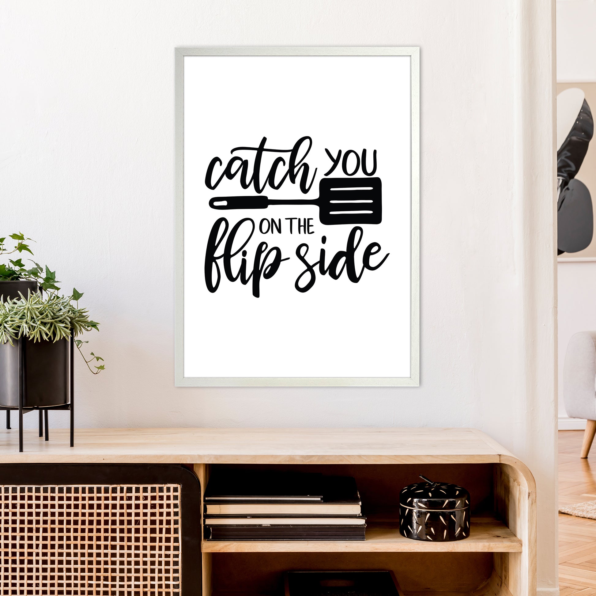 Catch You On The Flip Side  Art Print by Pixy Paper A1 Oak Frame