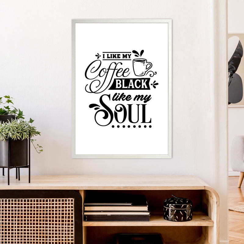 Coffee Black Like My Soul  Art Print by Pixy Paper A1 Oak Frame