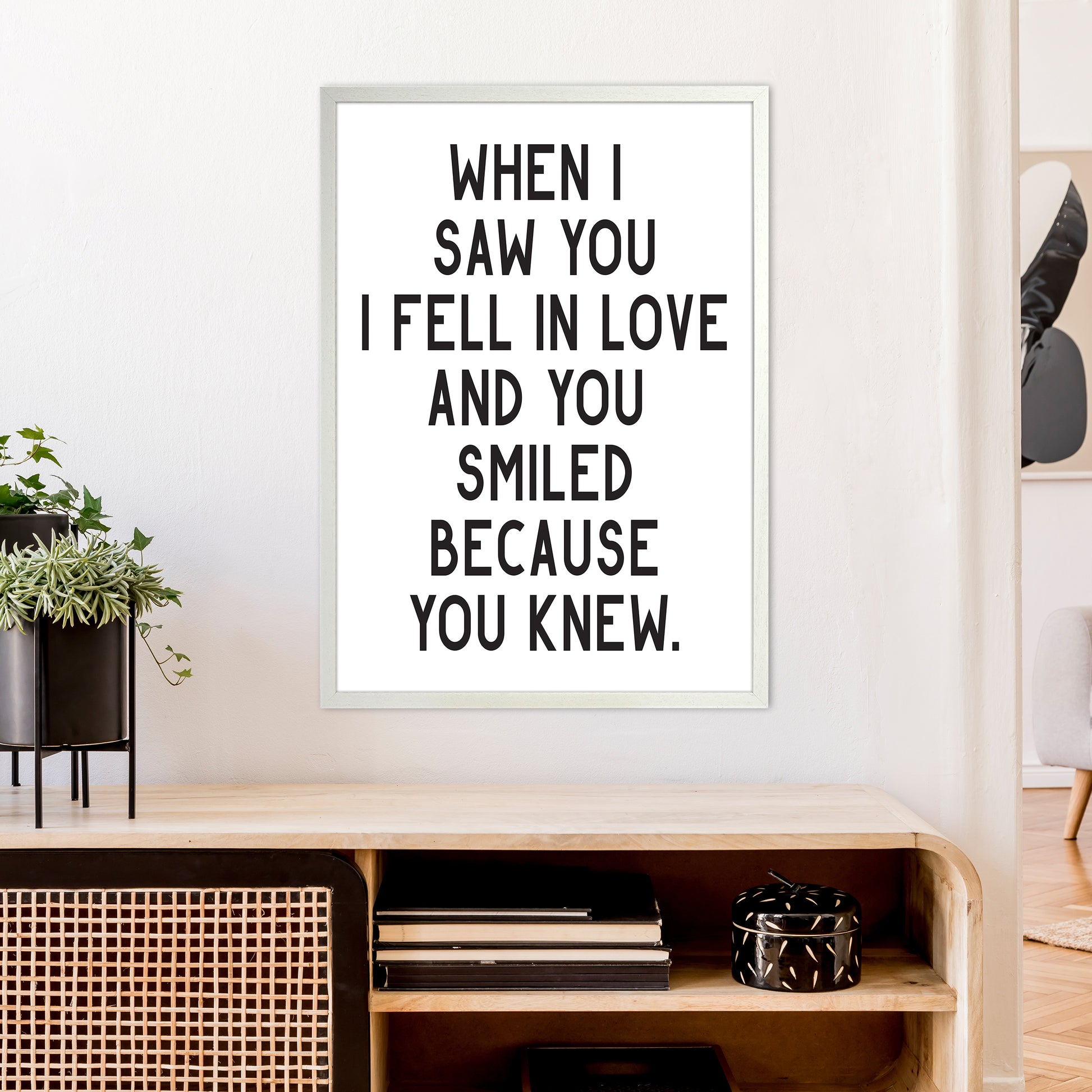 When I Saw You I Fell In Love  Art Print by Pixy Paper A1 Oak Frame