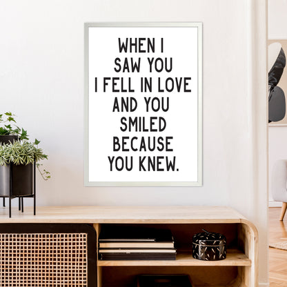 When I Saw You I Fell In Love  Art Print by Pixy Paper A1 Oak Frame