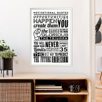 Opportunities Happen Vintage  Art Print by Pixy Paper A1 Oak Frame