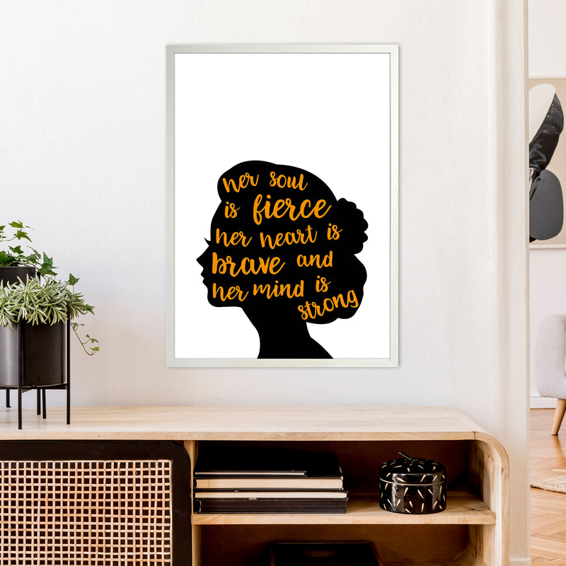 Her Soul Is Fierce Orange  Art Print by Pixy Paper A1 Oak Frame