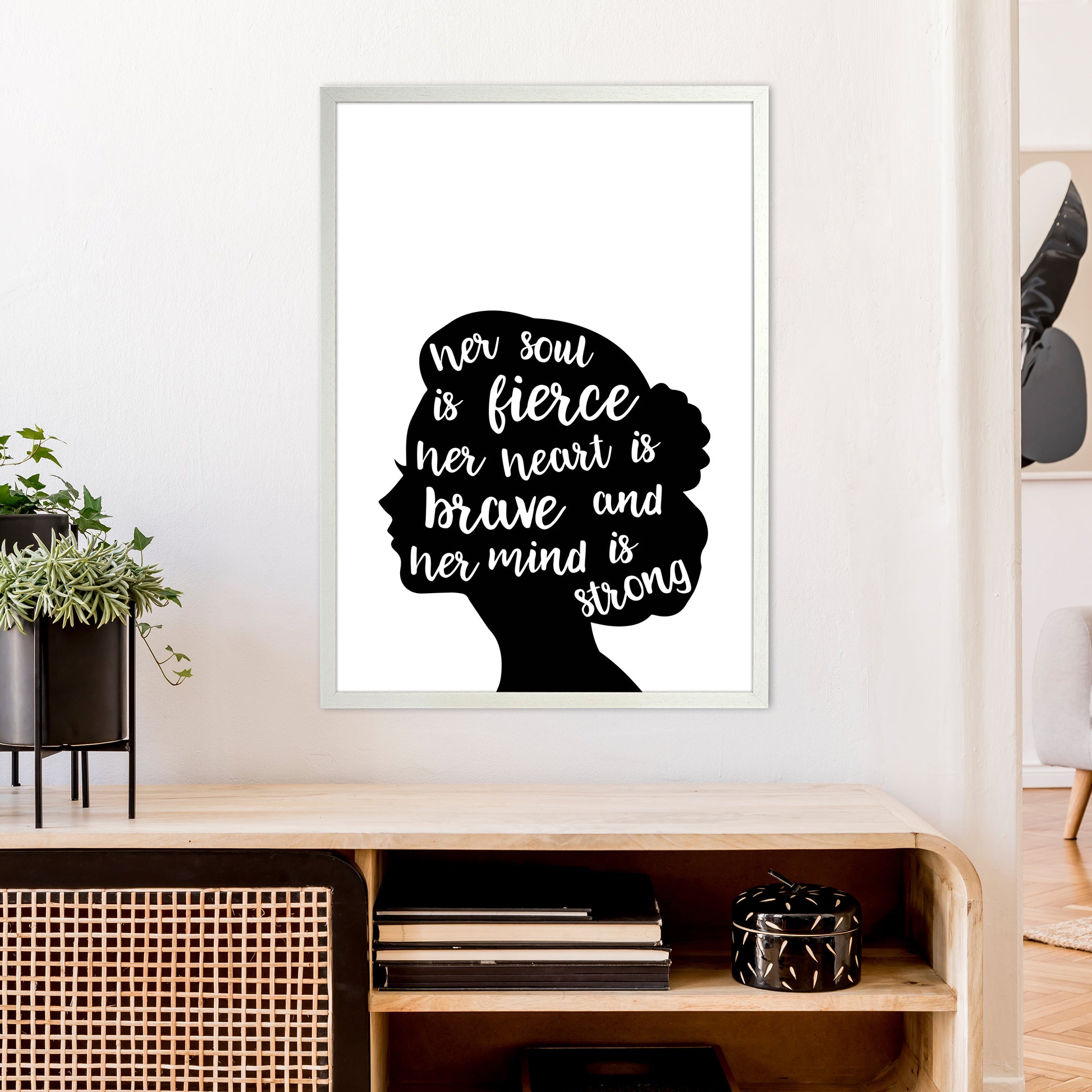 Her Soul Is Fierce White  Art Print by Pixy Paper A1 Oak Frame