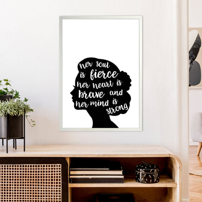 Her Soul Is Fierce White  Art Print by Pixy Paper A1 Oak Frame