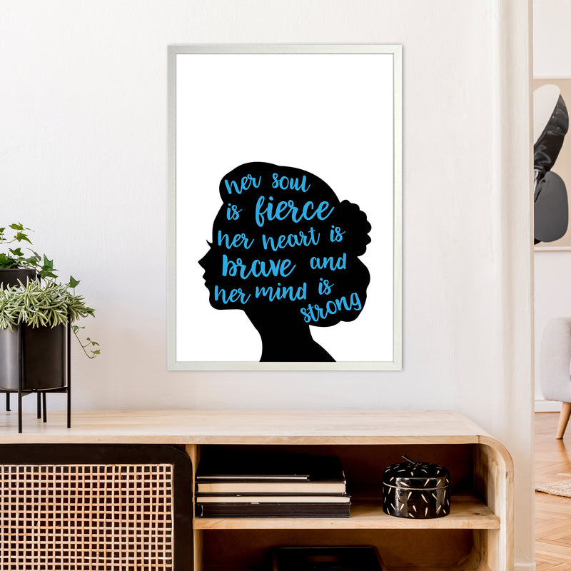 Her Soul Is Fierce Blue  Art Print by Pixy Paper A1 Oak Frame
