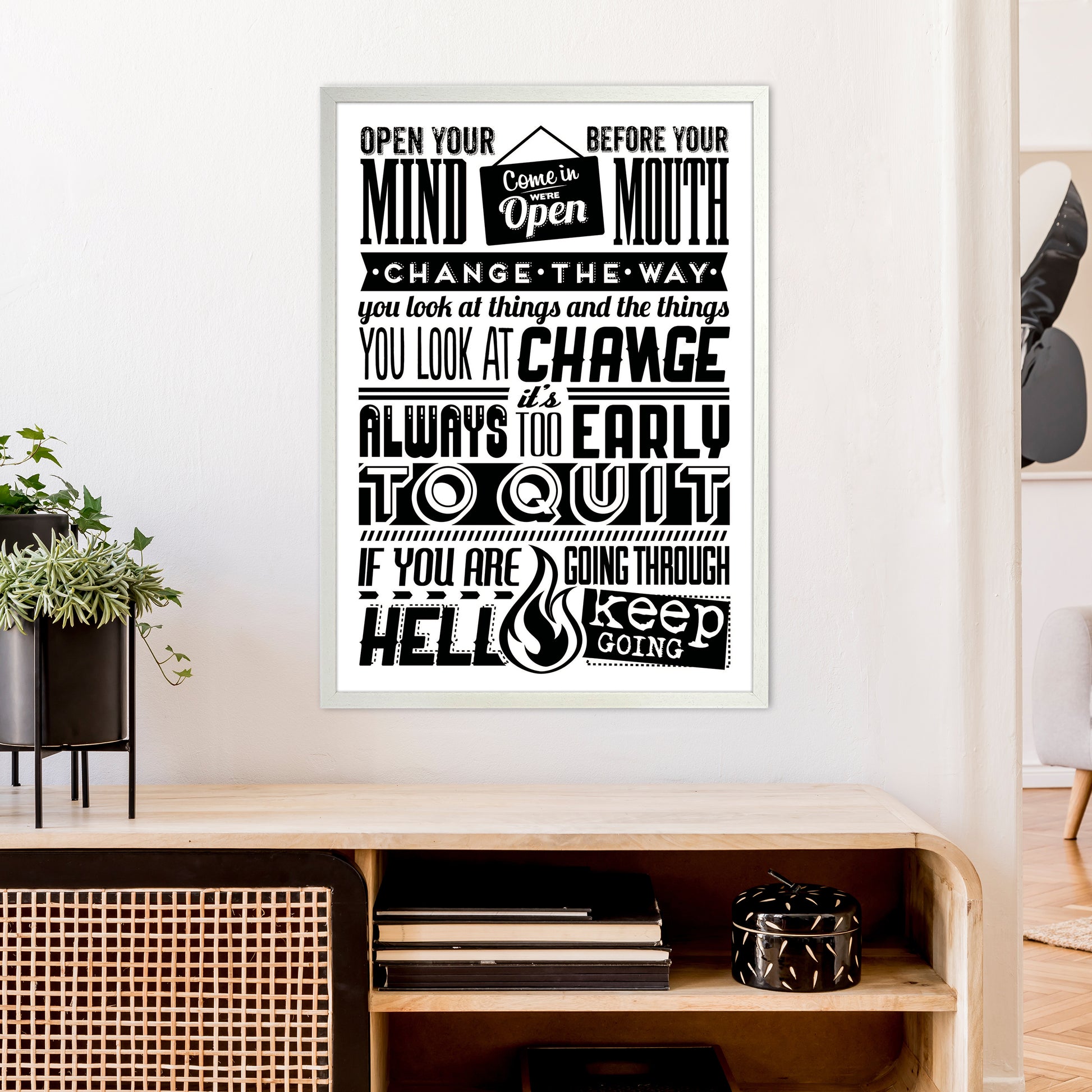 Open Your Mind Vintage  Art Print by Pixy Paper A1 Oak Frame