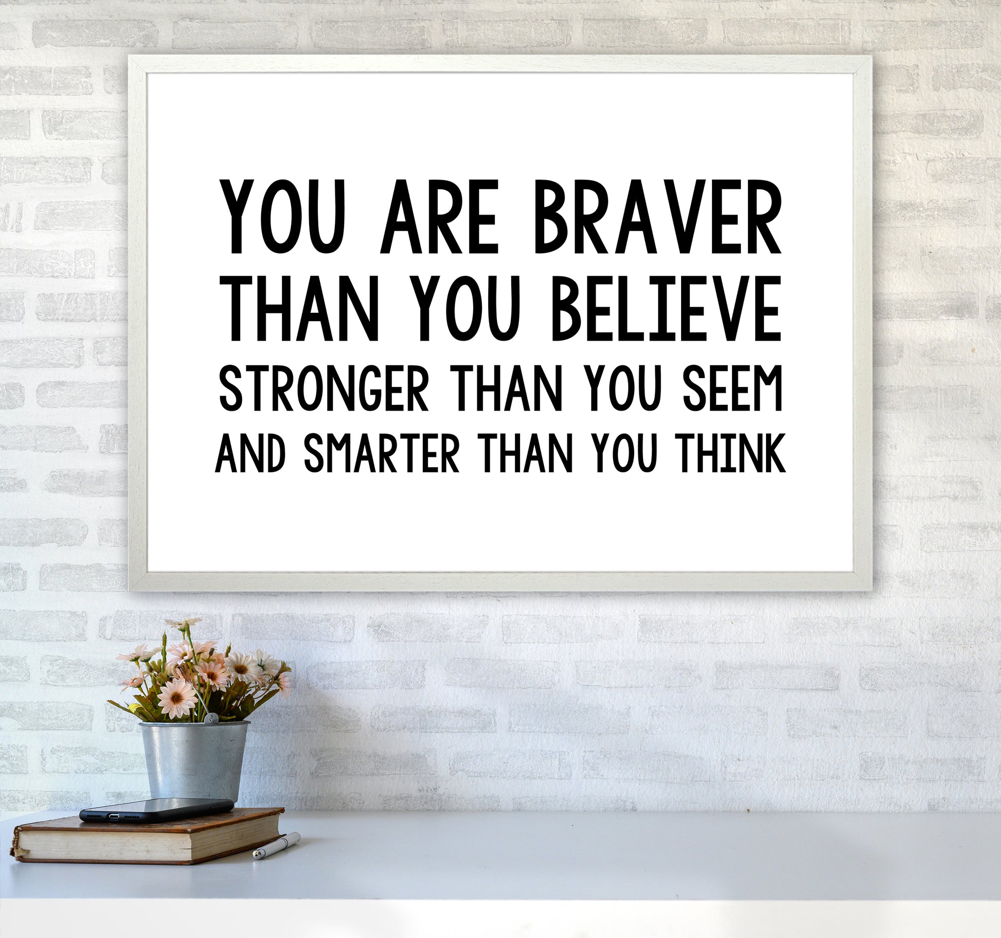 You Are Braver Bold  Art Print by Pixy Paper A1 Oak Frame