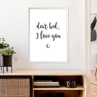 Dear Bed I Love You  Art Print by Pixy Paper A1 Oak Frame