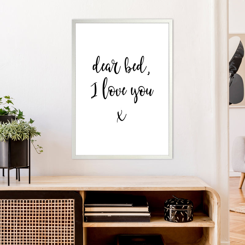 Dear Bed I Love You  Art Print by Pixy Paper A1 Oak Frame