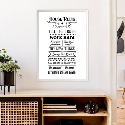 House Rules  Art Print by Pixy Paper A1 Oak Frame