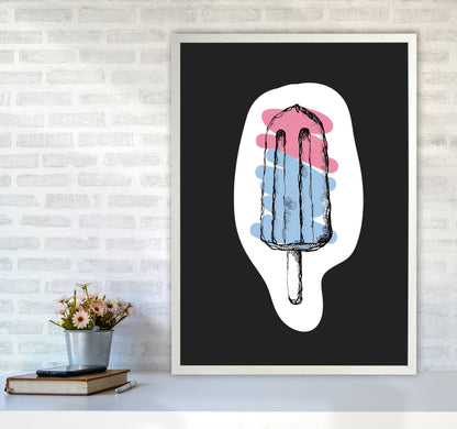 Kitchen Pop Ice Lolly Off Black Art Print by Pixy Paper A1 Oak Frame