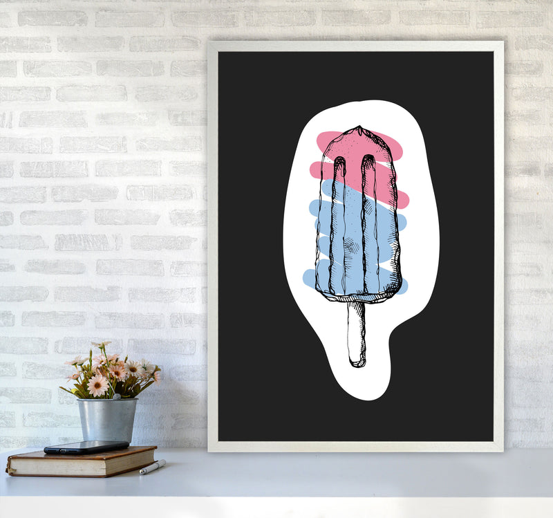 Kitchen Pop Ice Lolly Off Black Art Print by Pixy Paper A1 Oak Frame
