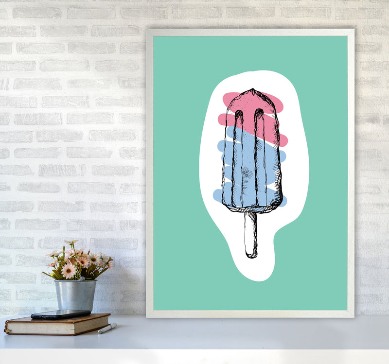 Kitchen Pop Ice Lolly Mint Art Print by Pixy Paper A1 Oak Frame