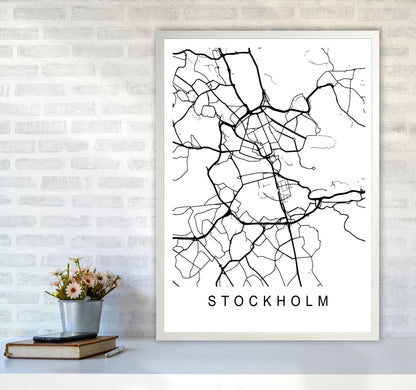Stockholm Map Art Print by Pixy Paper A1 Oak Frame