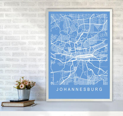 Johannesburg Map Blueprint Art Print by Pixy Paper A1 Oak Frame