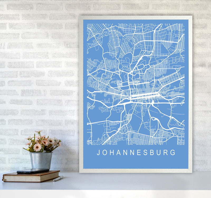 Johannesburg Map Blueprint Art Print by Pixy Paper A1 Oak Frame