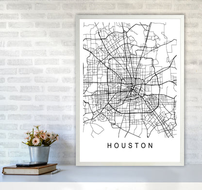 Houston Map Art Print by Pixy Paper A1 Oak Frame