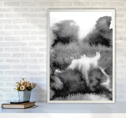 Majestic Monochrome Watercolour 17 Art Print by Pixy Paper A1 Oak Frame
