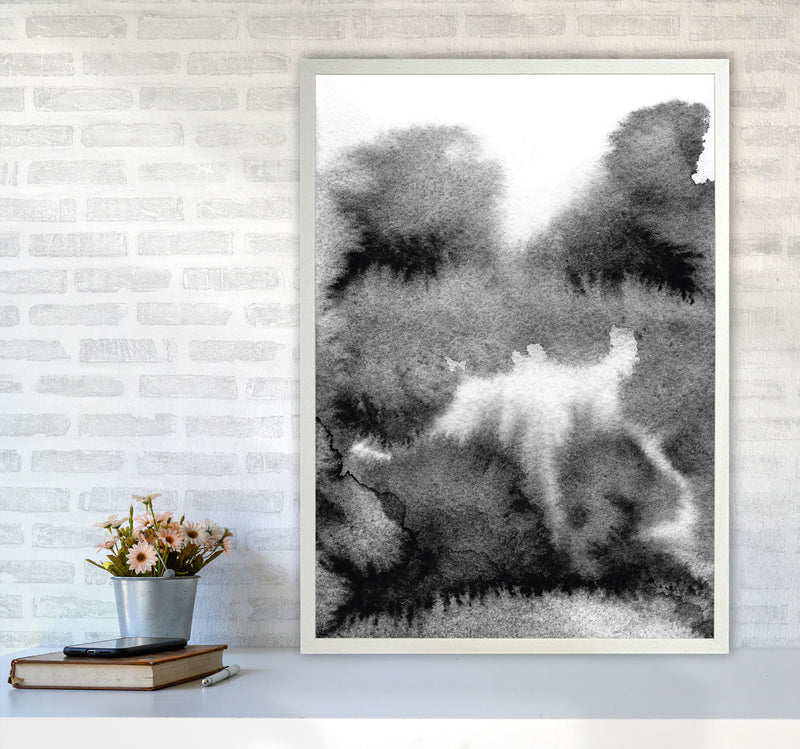 Majestic Monochrome Watercolour 17 Art Print by Pixy Paper A1 Oak Frame