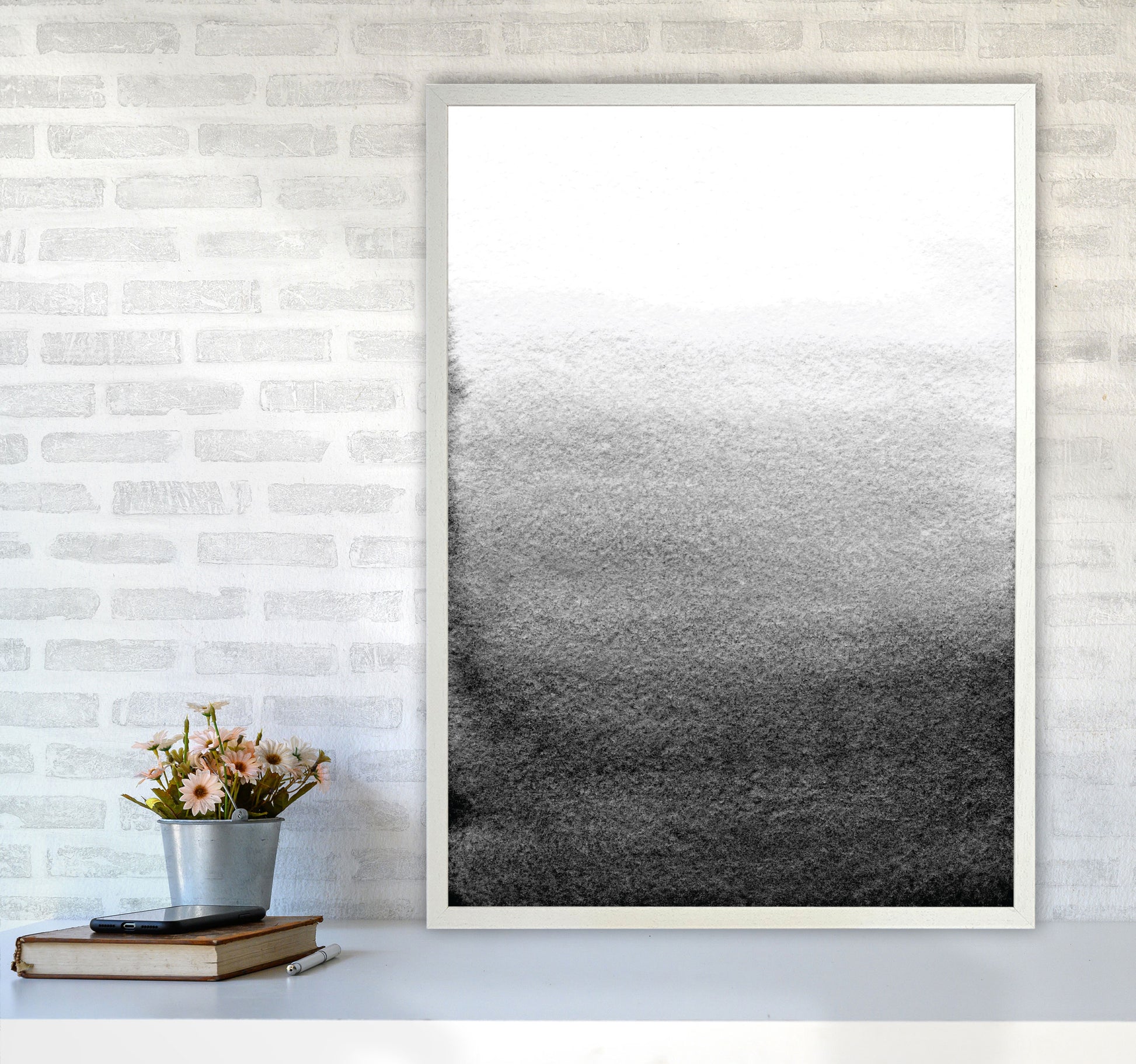 Majestic Monochrome Watercolour 13 Art Print by Pixy Paper A1 Oak Frame
