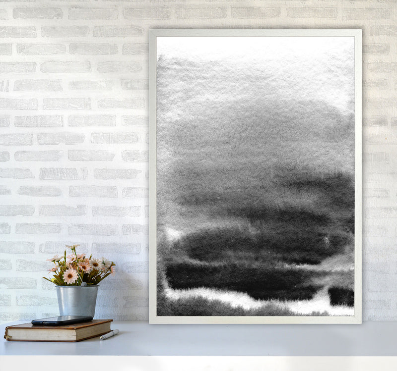 Majestic Monochrome Watercolour 02 Art Print by Pixy Paper A1 Oak Frame
