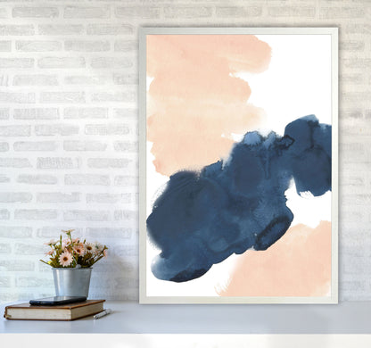 Aztec Blush and Navy Watercolour 02 Art Print by Pixy Paper A1 Oak Frame