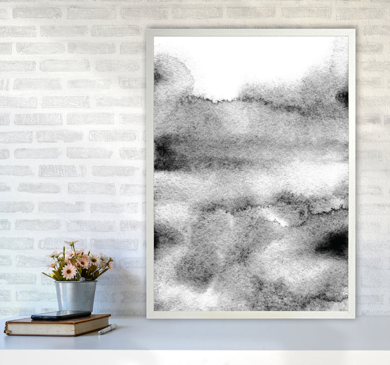 Majestic Monochrome Watercolour 04 Art Print by Pixy Paper A1 Oak Frame