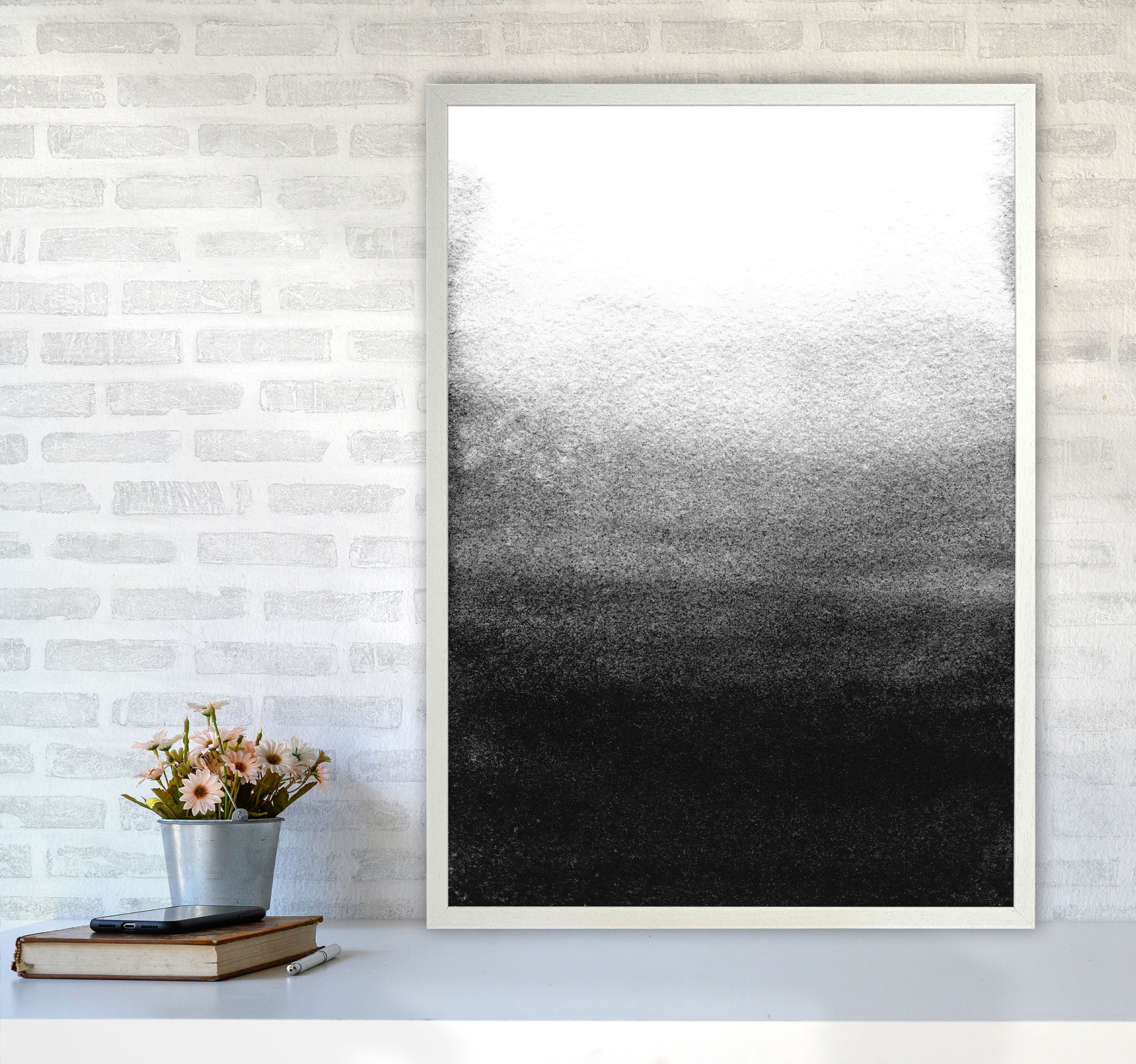 Majestic Monochrome Watercolour 07 Art Print by Pixy Paper A1 Oak Frame