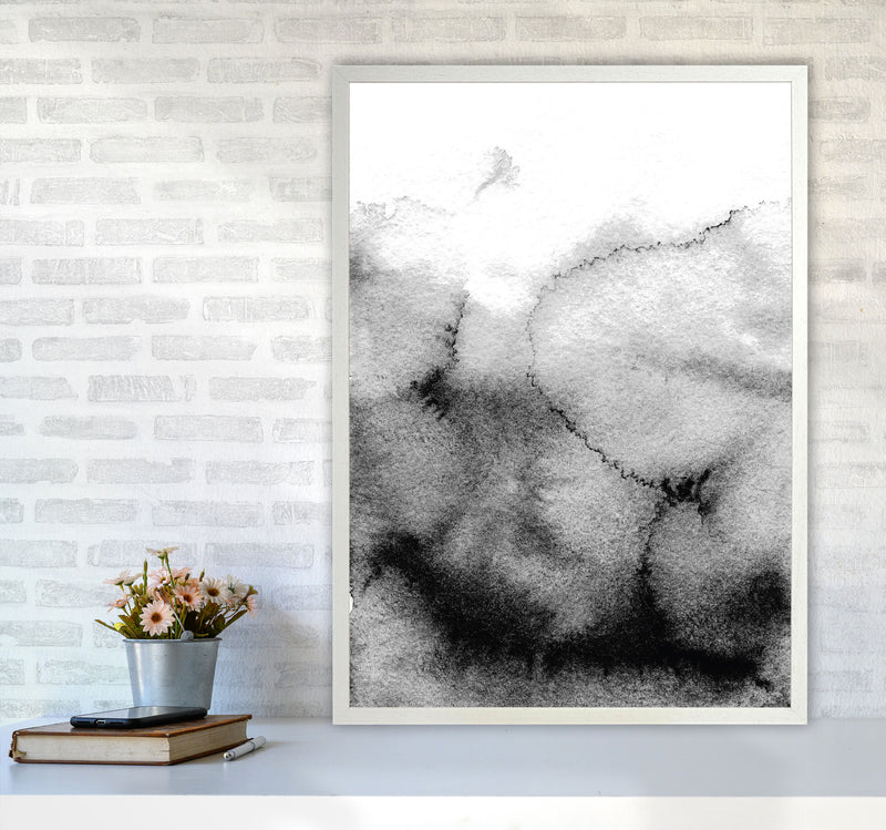 Majestic Monochrome Watercolour 09 Art Print by Pixy Paper A1 Oak Frame