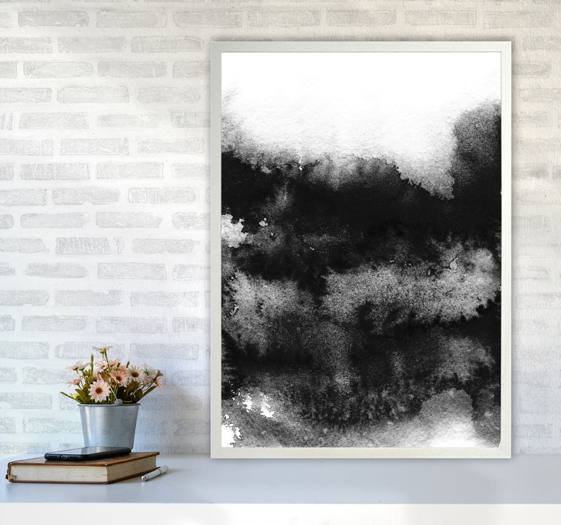 Majestic Monochrome Watercolour 05 Art Print by Pixy Paper A1 Oak Frame