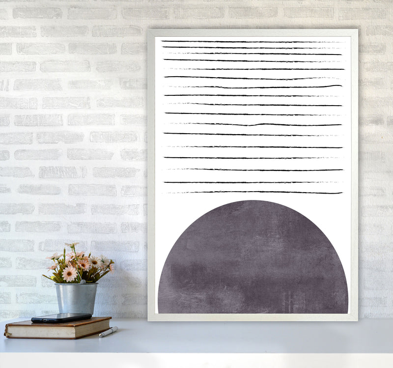 Sun lines pink cotton Art Print by Pixy Paper A1 Oak Frame