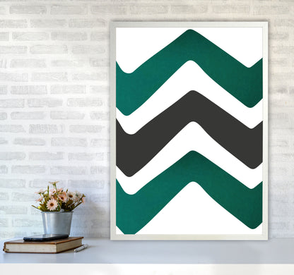 Zig zags emerald Art Print by Pixy Paper A1 Oak Frame