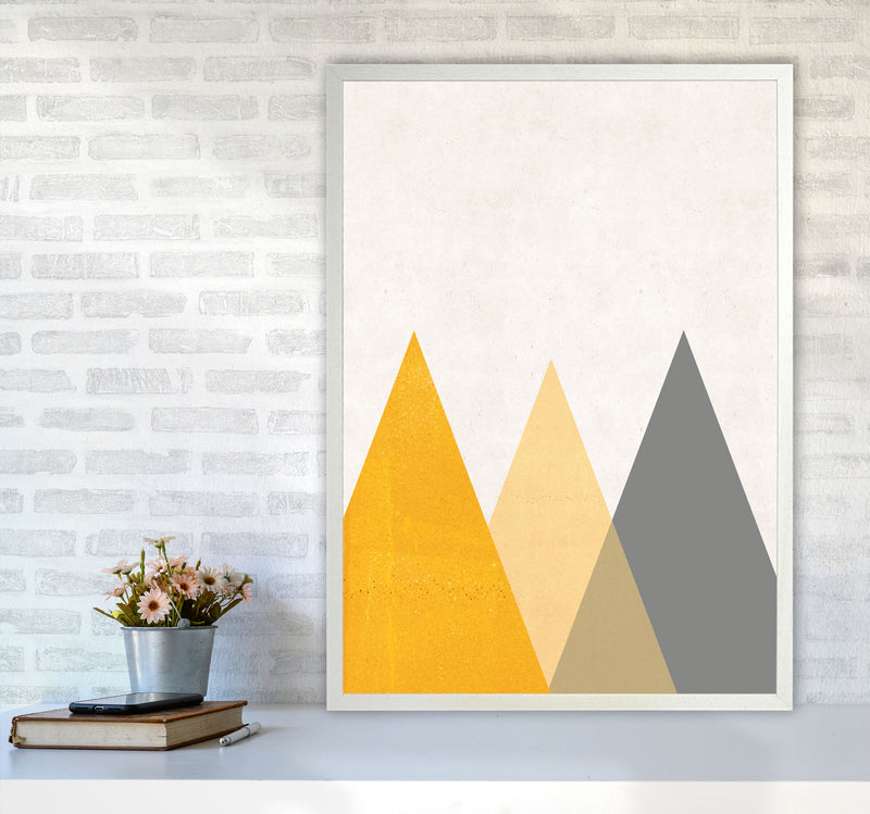 Mountains mustard Art Print by Pixy Paper A1 Oak Frame