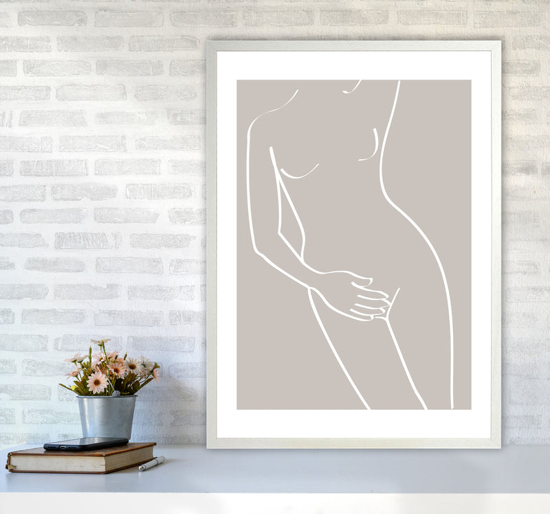 Inspired Stone Woman Silhouette Line Art Art Print by Pixy Paper A1 Oak Frame