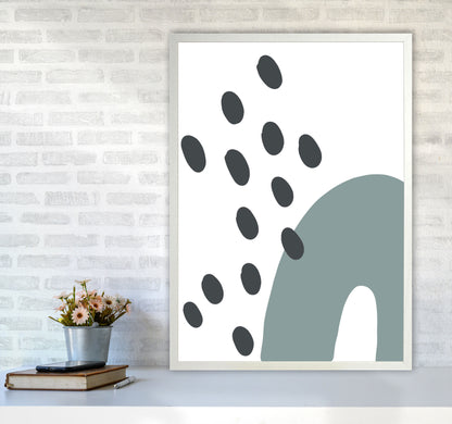 Inspired Teal Rainbow with Polka Art Print by Pixy Paper A1 Oak Frame