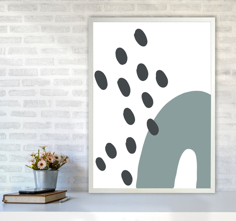 Inspired Teal Rainbow with Polka Art Print by Pixy Paper A1 Oak Frame