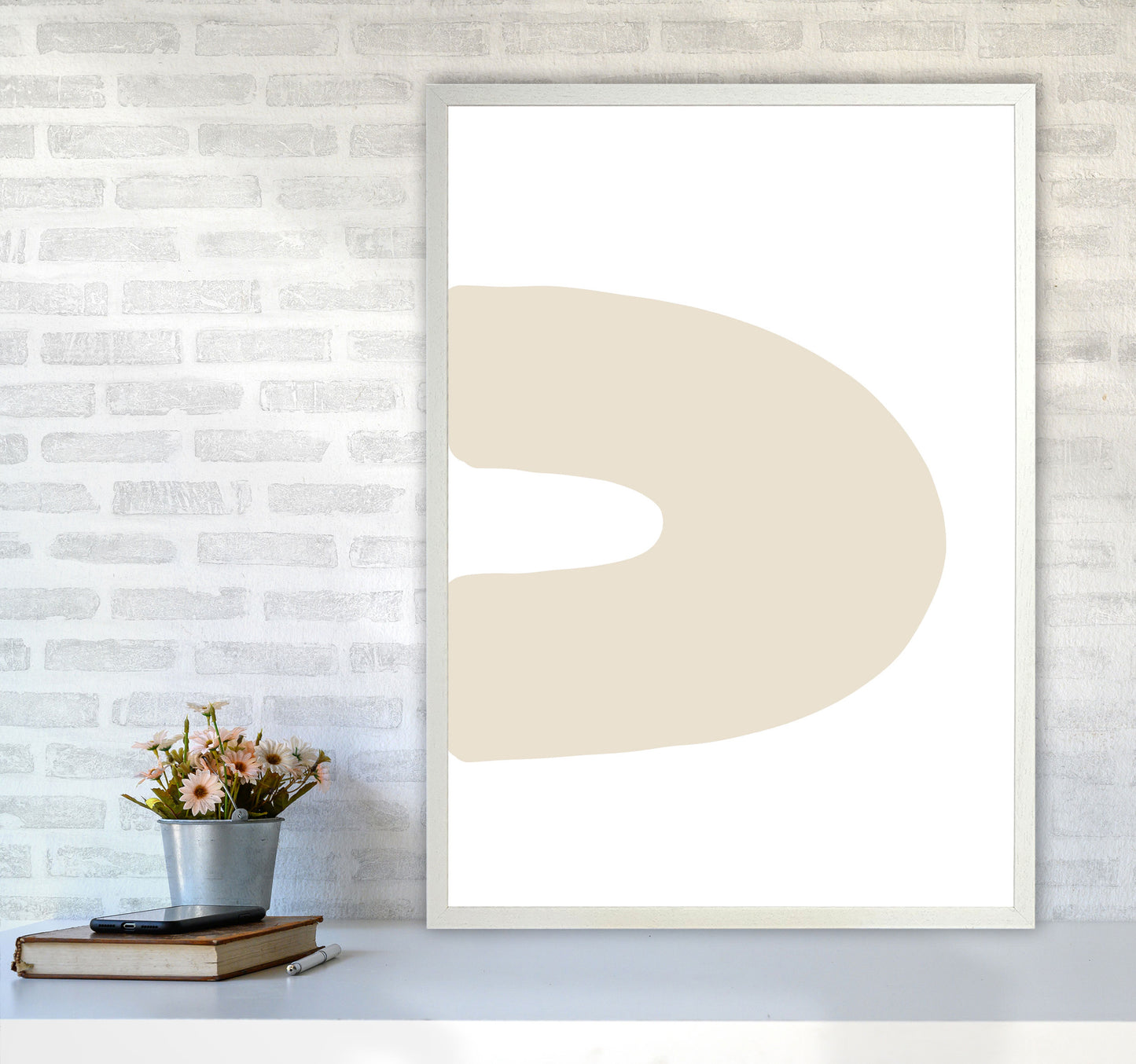 Inspired Side Beige Rainbow Art Print by Pixy Paper A1 Oak Frame